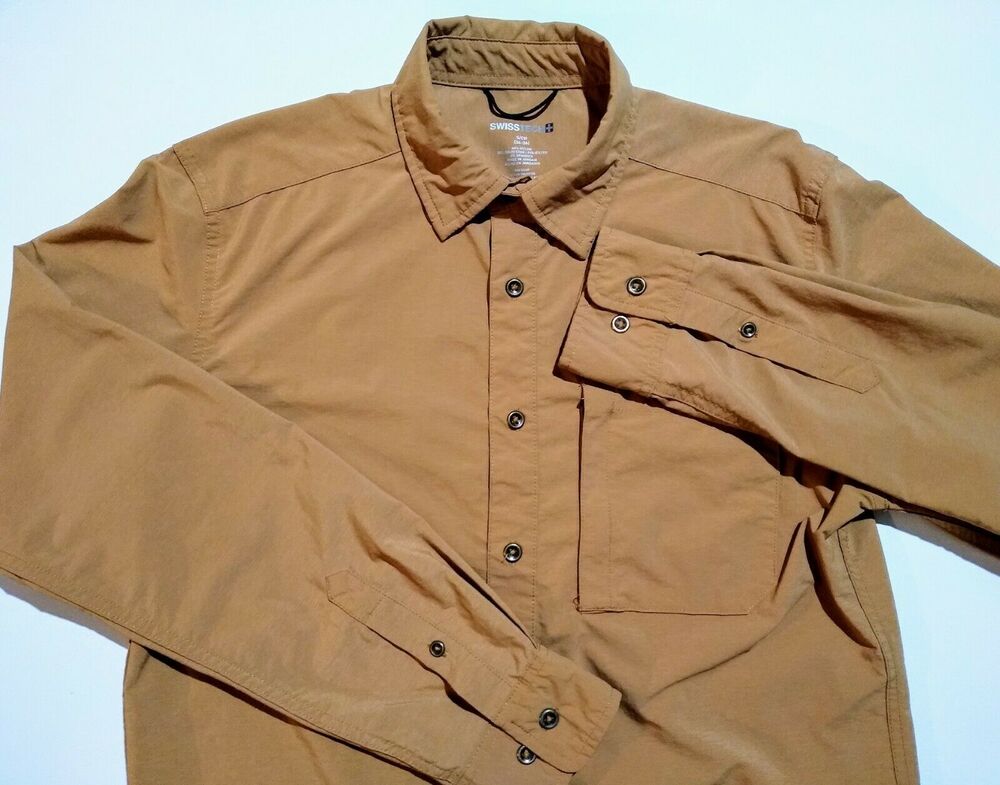 Swiss Tech Mens Size Small Copper Penny Color L/S Performance Shirt EUC